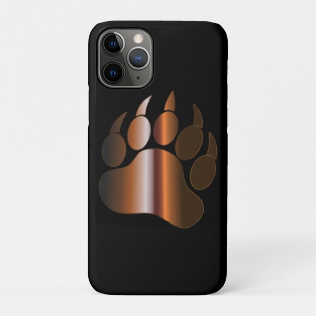 BROWN STEEL BEAR PAW ON BLACK Case-Mate iPhone CASE (Back)