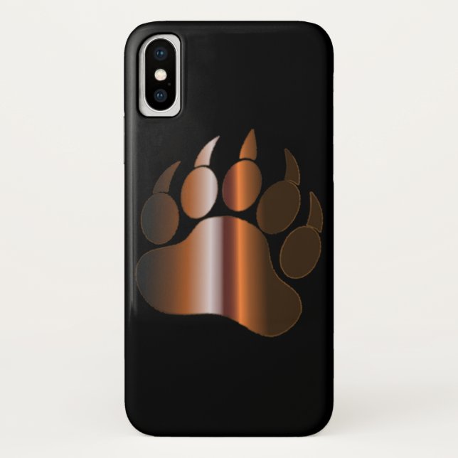 BROWN STEEL BEAR PAW ON BLACK Case-Mate iPhone CASE (Back)