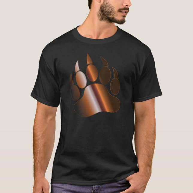BROWN STEEL BRONZE  BEAR PAW Gorgeous on black T-Shirt (Front)