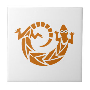Brown Stencil Gecko Tile