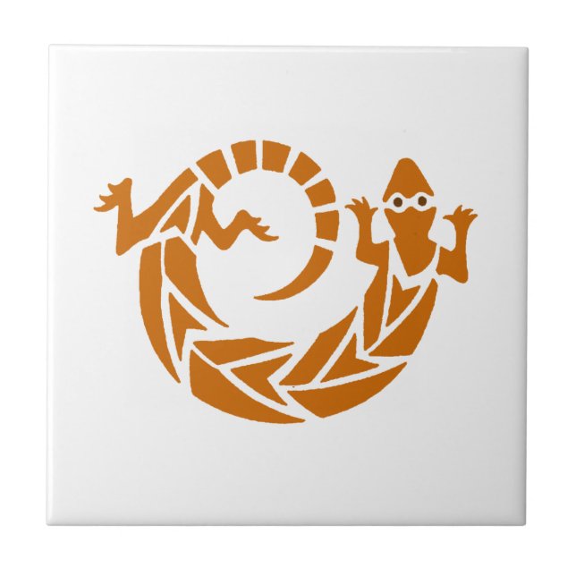 Brown Stencil Gecko Tile (Front)