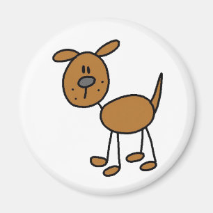 Brown Stick Figure Dog Magnet