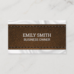 Brown Stitched Leather Texture   Silk Drapery Business Card
