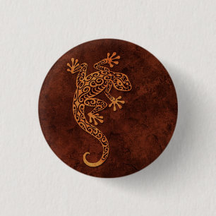 Brown Stone Climbing Gecko 3 Cm Round Badge