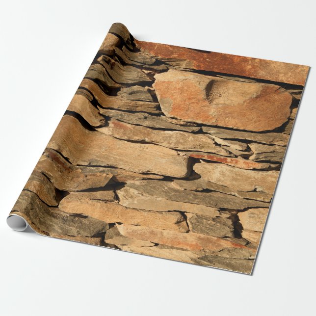 Brown stone wall wrapping paper (Unrolled)