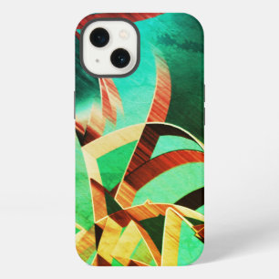 Brown streaks over green or aquamarine background iPhone 13 case