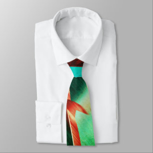 Brown streaks over green or aquamarine background tie