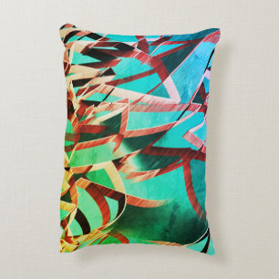 Brown streaks over rusty green and aquamarine decorative cushion