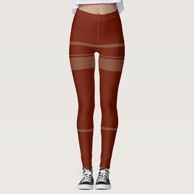 Brown Stripe Art Pattern Leggings (Front)