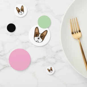 Brown Stripe French Bulldog Face Table Confetti