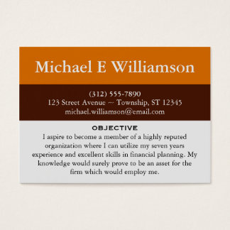 Brown Stripe Orange RESUME Business Cards