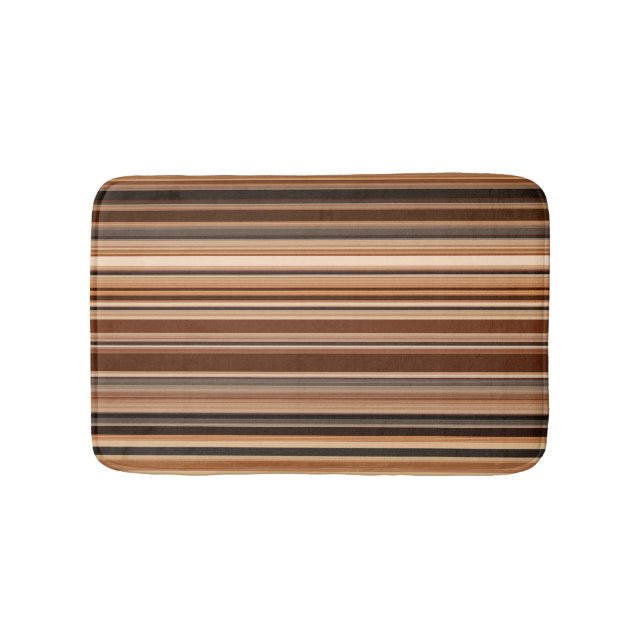Brown Striped Pattern Bath Mat (Front)