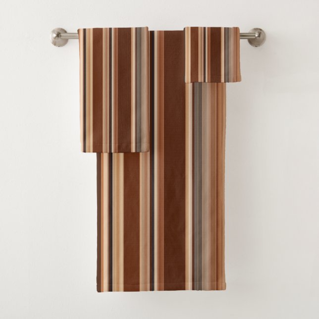 Brown Striped Pattern  Bath Towel Set (Insitu)