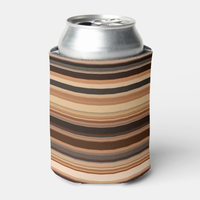 Brown Striped Pattern Can Cooler (Can Front)