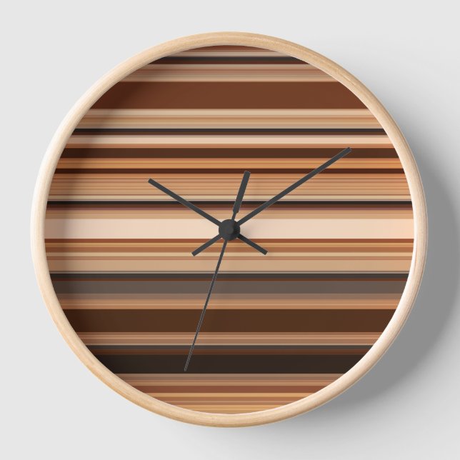 Brown Striped Pattern  Clock (Front)