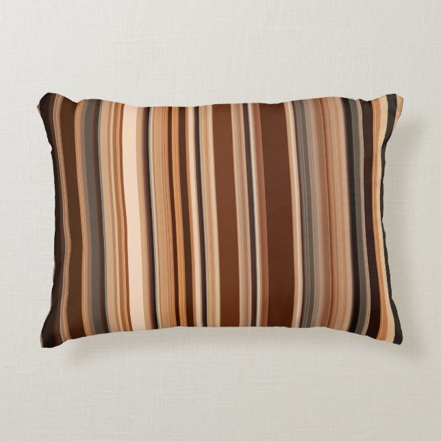 Brown Striped Pattern Decorative Cushion (Front)