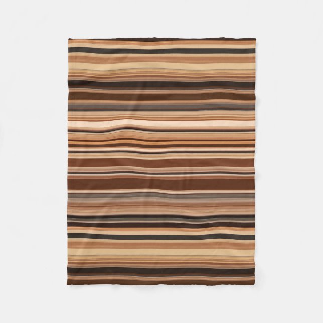 Brown Striped Pattern Fleece Blanket (Front)