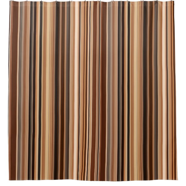 Brown Striped Pattern Shower Curtain (Front)