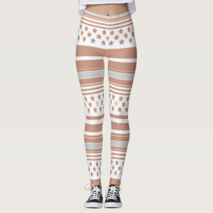 Brown striped pattern with stars leggings