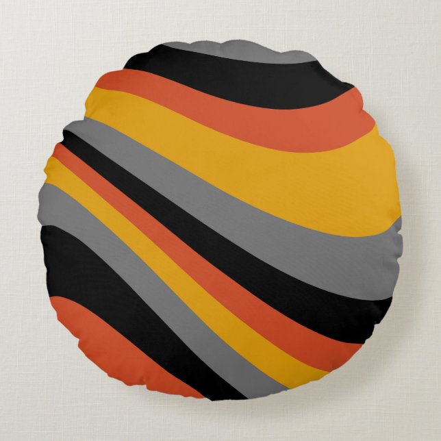 Brown striped Round Pillow (Front)