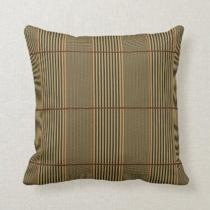 Brown Striped Tweed Cushion