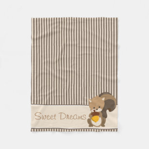 Brown Stripes and Baby Squirrel Personalised Fleece Blanket
