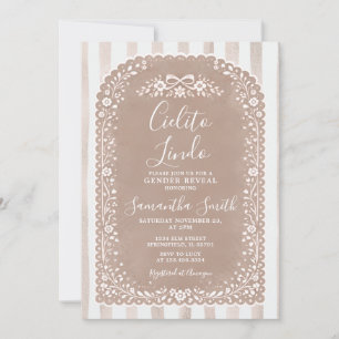 Brown Stripes GENDER REVEAL Cielito Lindo Talavera Invitation