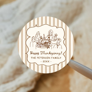 Brown Stripes Hand Drawn Thanksgiving Sticker