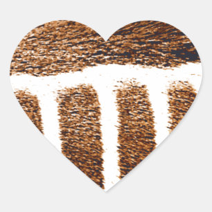 Brown Stripes_ Heart Sticker
