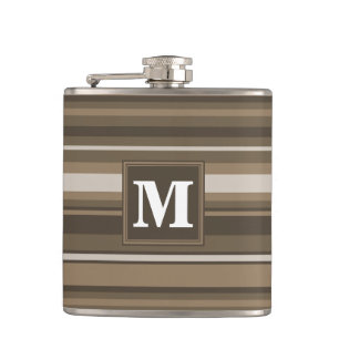Brown stripes hip flask