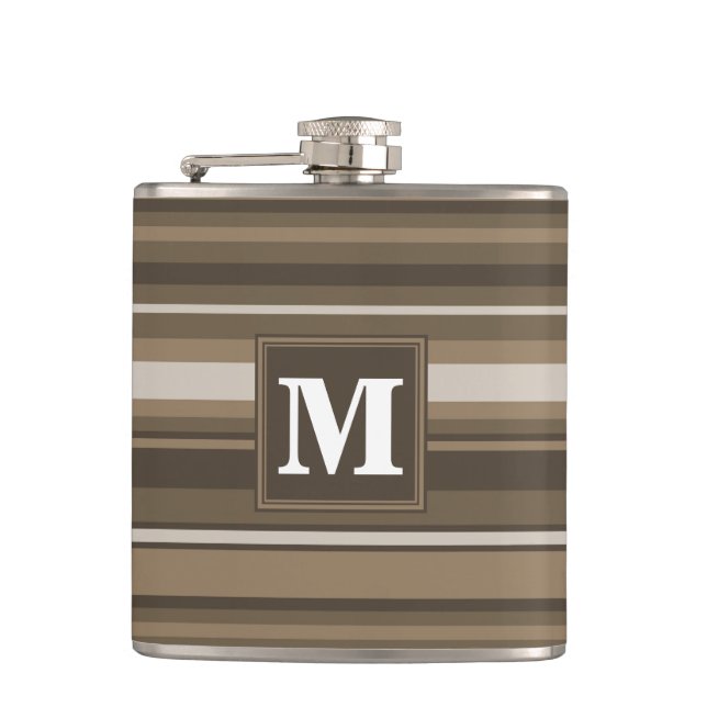 Brown stripes hip flask (Front)