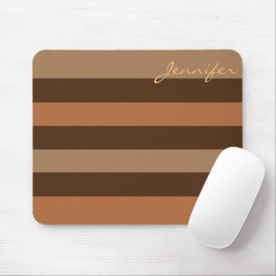 Brown Stripes Modern Neutral Personalised Mouse Mat