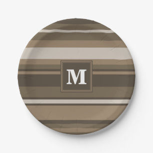Brown stripes paper plate