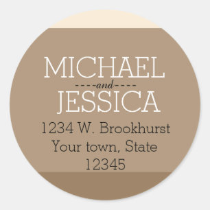 Brown Stripes Personalised name and address Classic Round Sticker