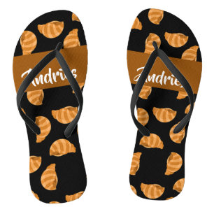 Brown stripes sea shells pattern flip flops