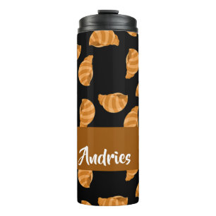Brown stripes sea shells pattern thermal tumbler