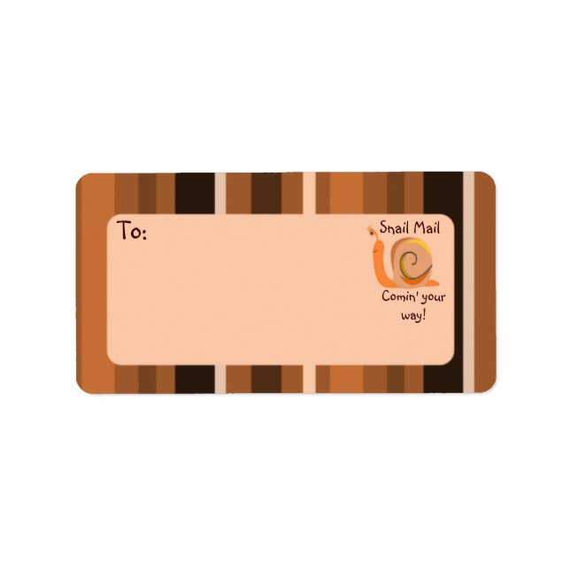 Brown Stripes Snail Mail Mailing Address Labels (Front)