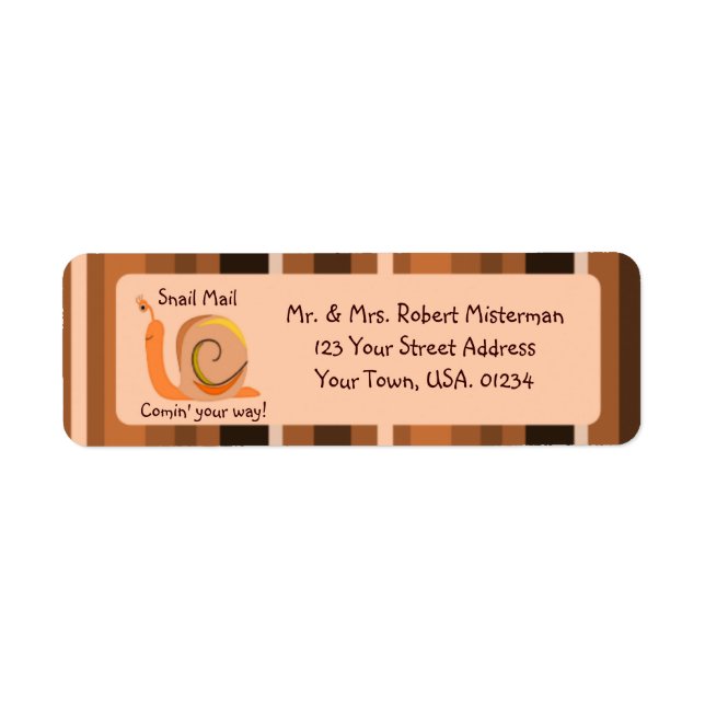 Brown Stripes Snail Mail Return Address Labels (Front)