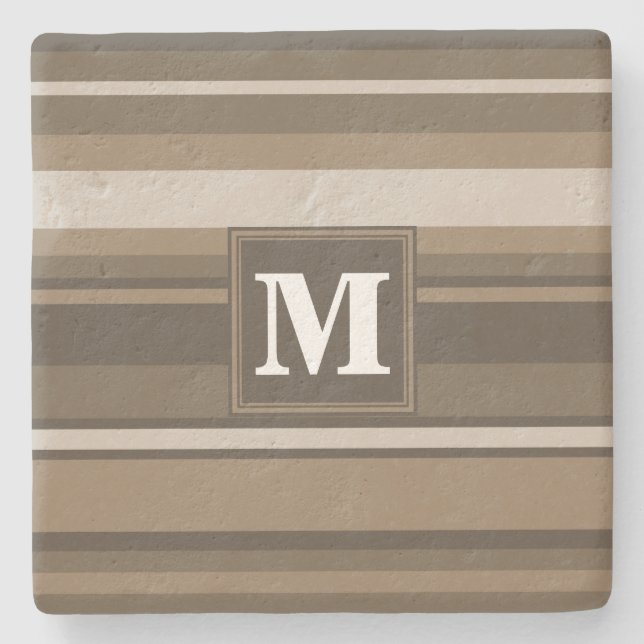 Brown stripes stone coaster (Front)