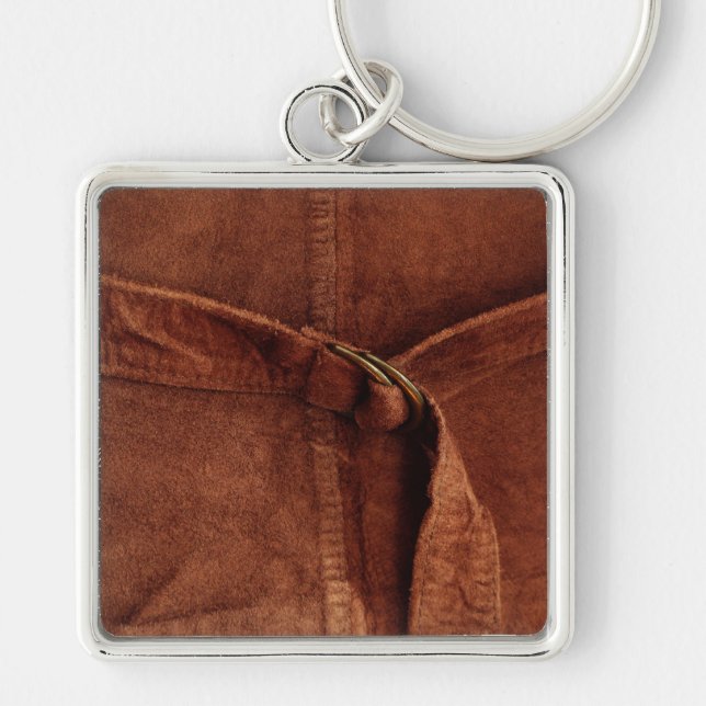 Brown Suede With Strap And Buckle Key Ring (Front)
