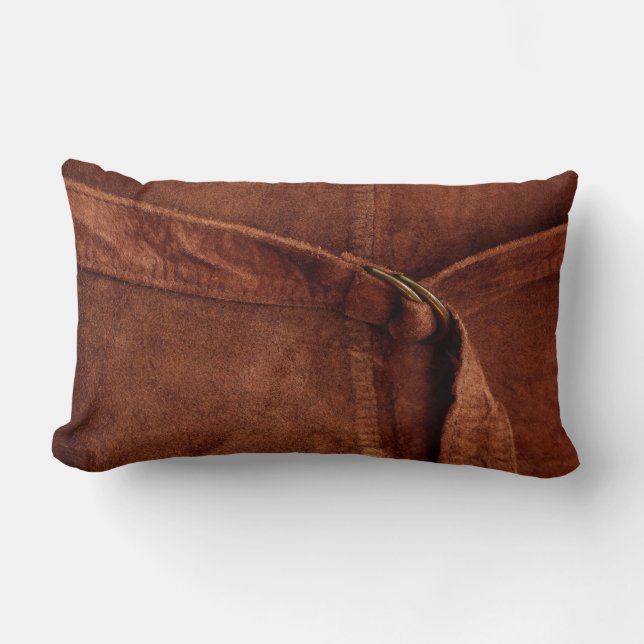 Brown Suede With Strap And Buckle Lumbar Cushion (Front)