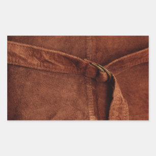 Brown Suede With Strap And Buckle Rectangular Sticker