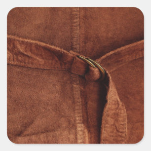 Brown Suede With Strap And Buckle Square Sticker