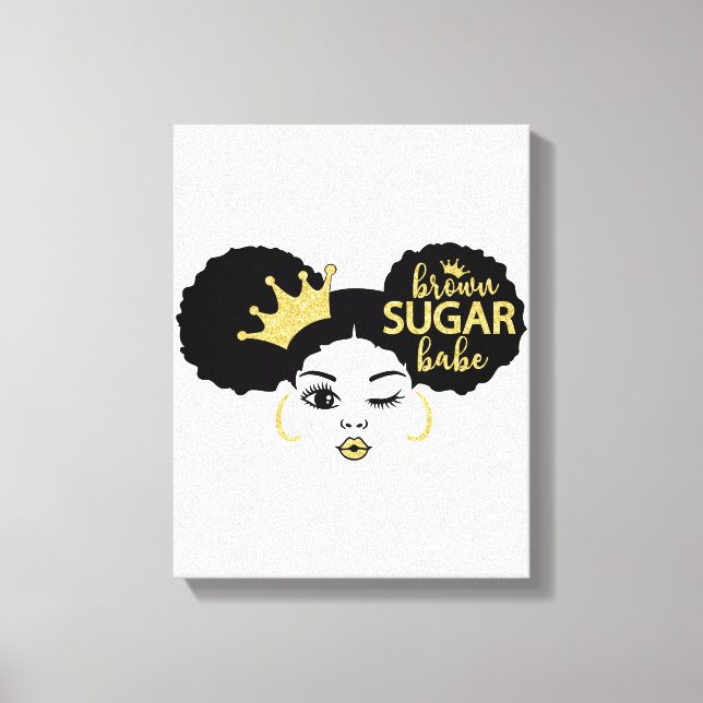 Brown Sugar Babe in Black and Gold Canvas Print (Front)