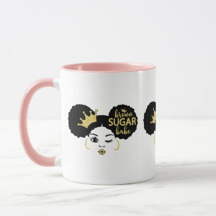 Brown Sugar Babe in Black and Gold Mug