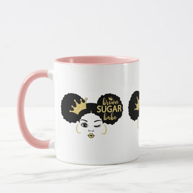 Brown Sugar Babe in Black and Gold Mug (Left)