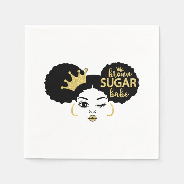 Brown Sugar Babe in Black and Gold Napkin (Front)