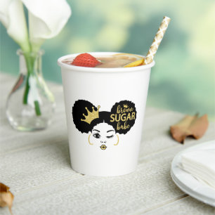 Brown Sugar Babe in Black and Gold Paper Cups