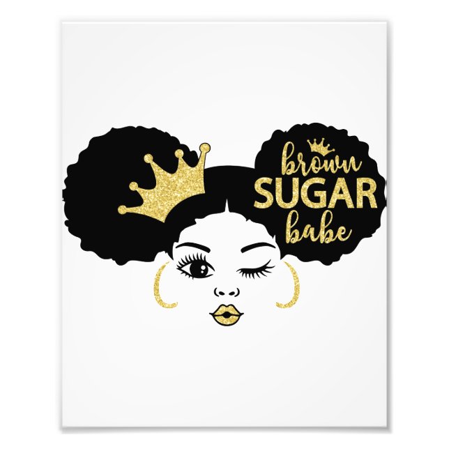Brown Sugar Babe in Black and Gold Photo Print (Front)