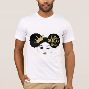 Brown Sugar Babe in Black and Gold T-Shirt
